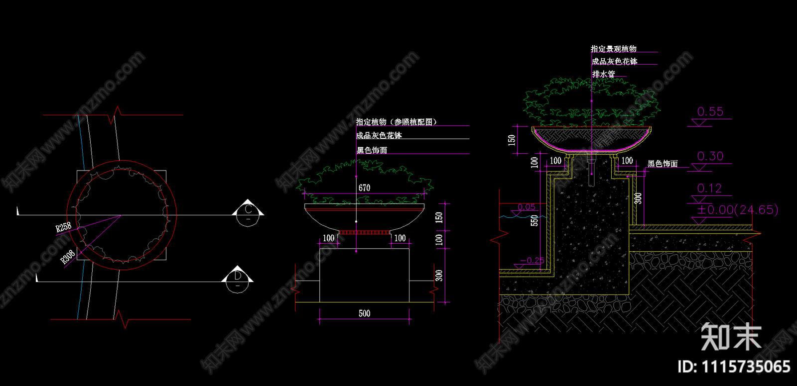 花坛花钵施工图cad施工图下载【ID:1115735065】