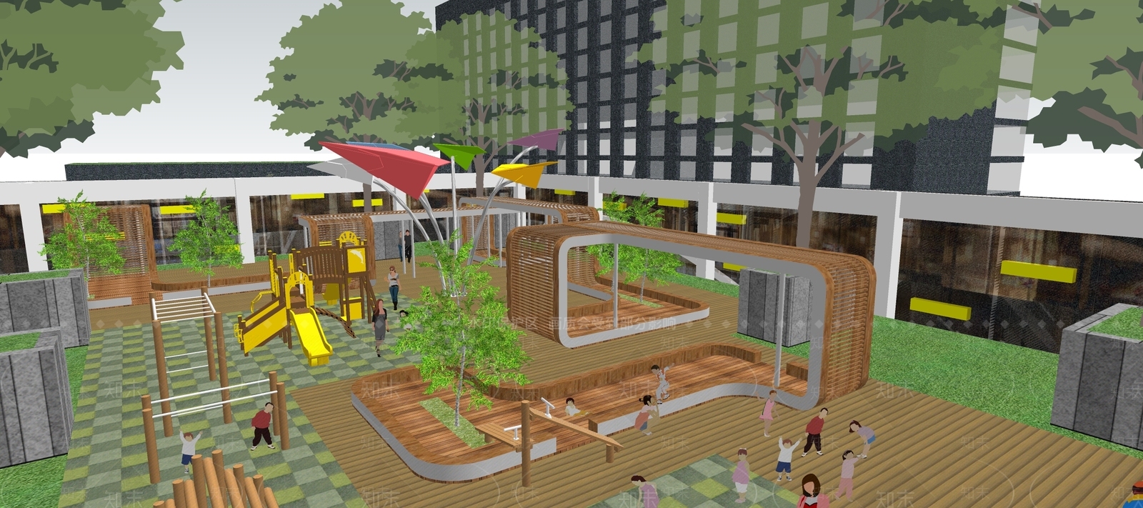 现代办公景观SU模型下载【ID:1115742656】