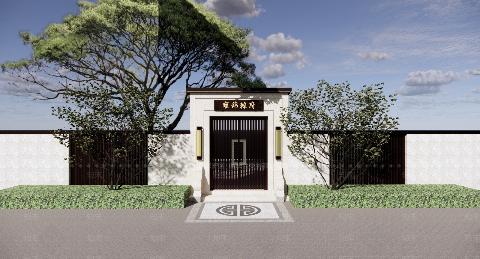 新中式别墅花园入户小院门SU模型下载【ID:1115746183】