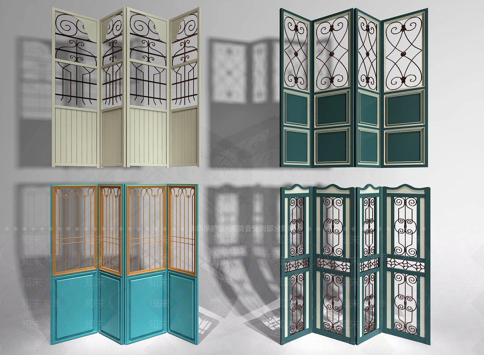地中海铁艺屏风隔断SU模型下载【ID:1115749514】