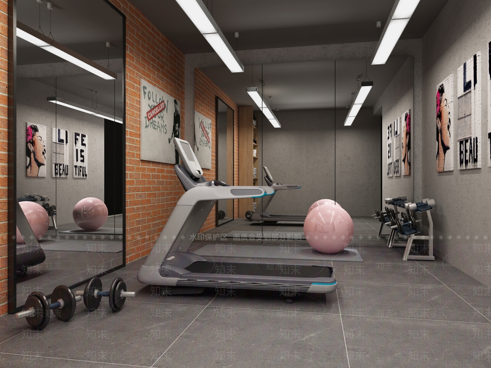 工业风家庭健身房3D模型下载【ID:1115750428】