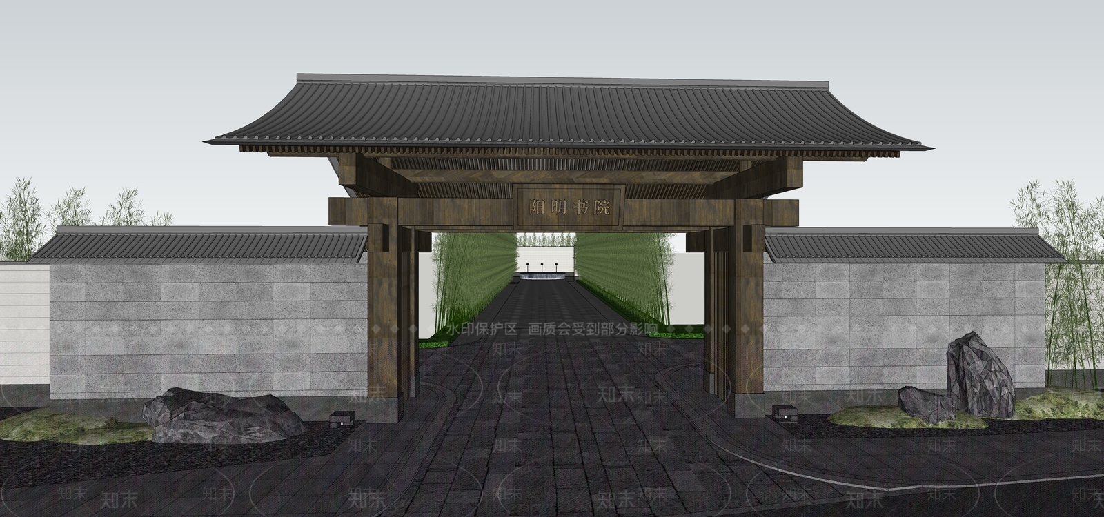 中式小门楼SU模型下载【ID:1115751967】