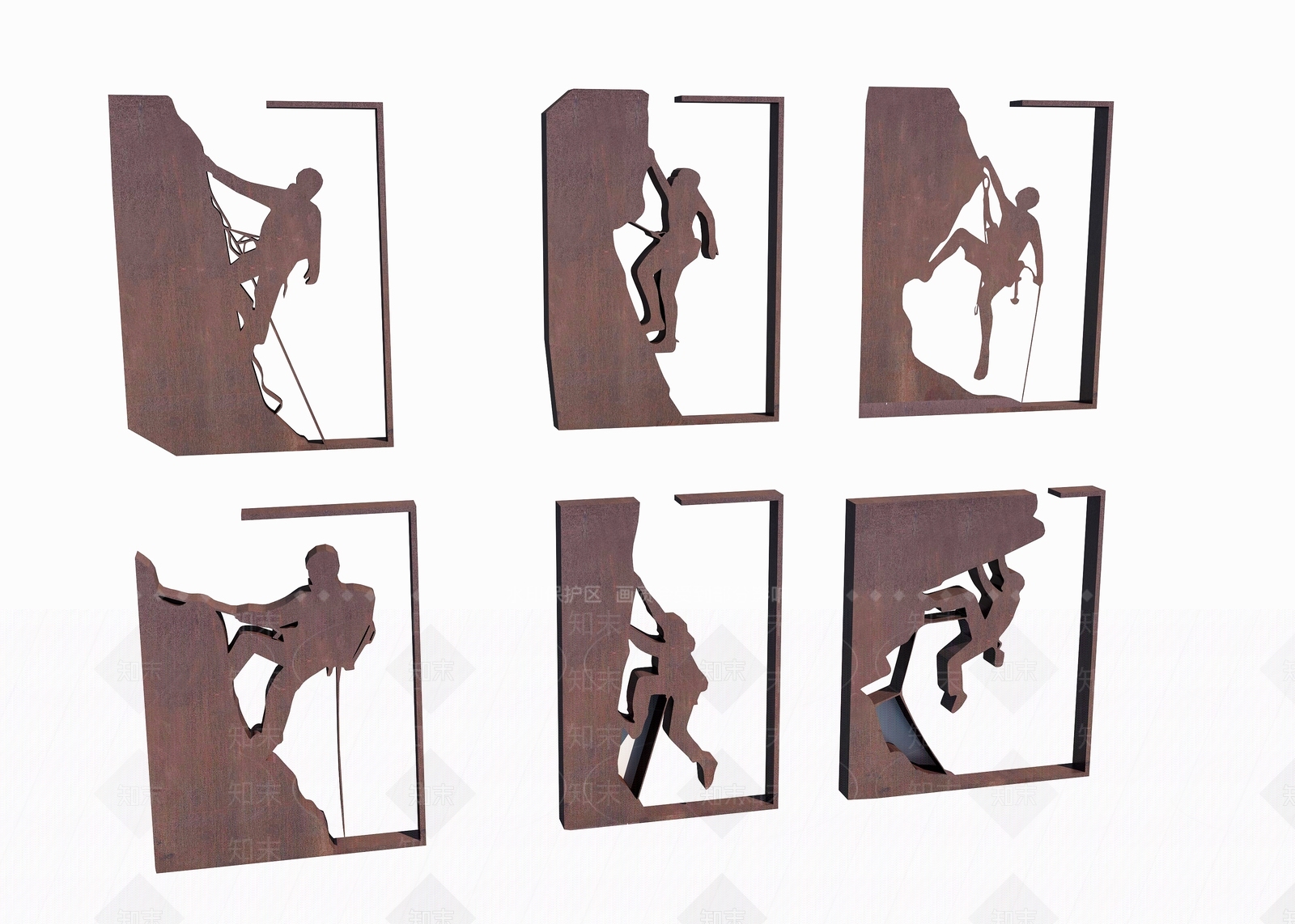 现代运动攀援人物雕塑小品3D模型下载【ID:1115761393】