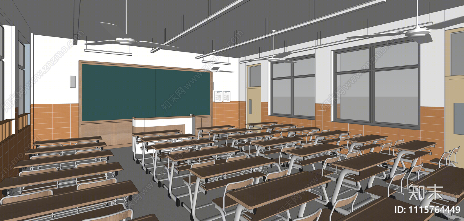现代风格普通教室SU模型下载【ID:1115764449】