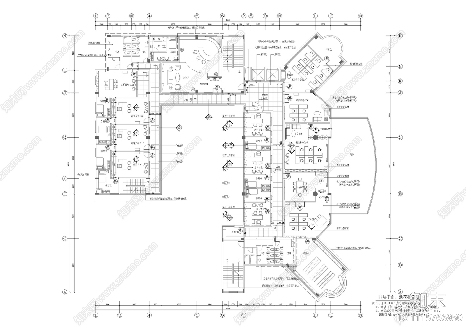 税务局装饰施工图cad施工图下载【ID:1115766950】