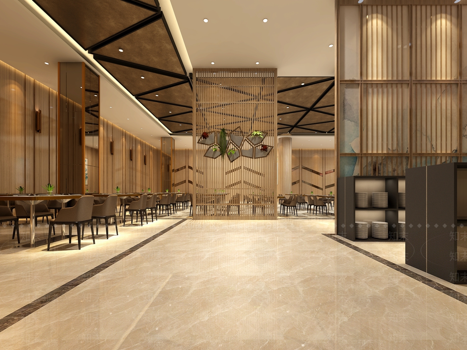 现代酒店自助餐厅3D模型下载【ID:1115767869】