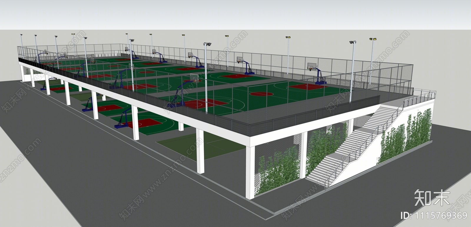 现代篮球场SU模型下载【ID:1115769369】