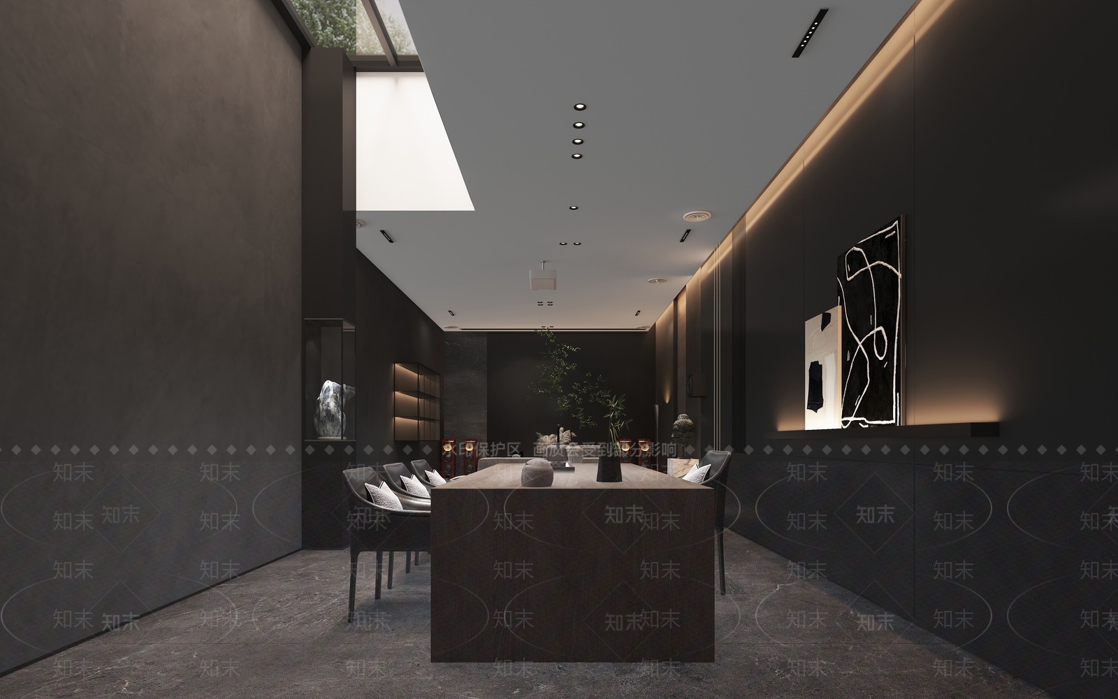 现代暗黑系影音室3D模型下载【ID:1115800357】