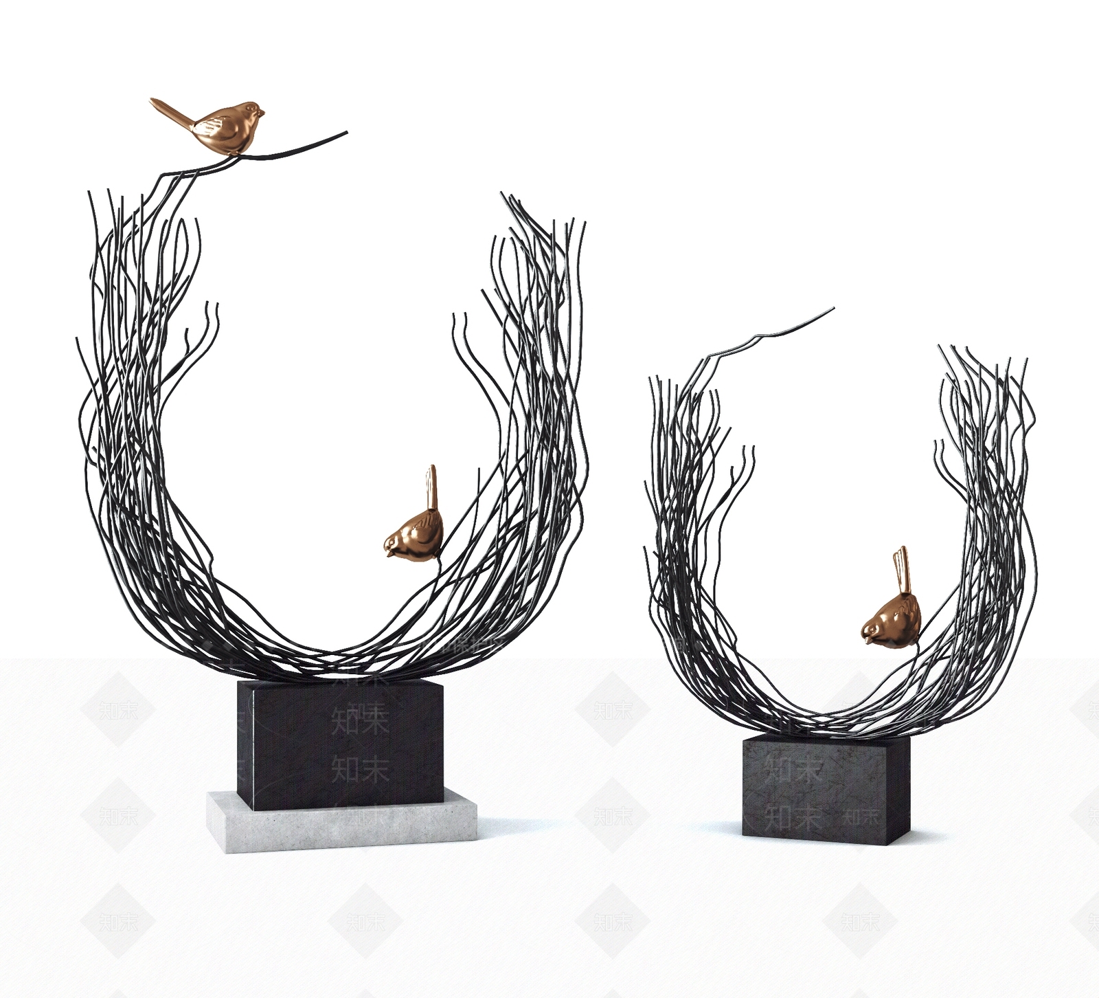 新中式禅意铁艺装饰摆件3D模型下载【ID:1115802725】