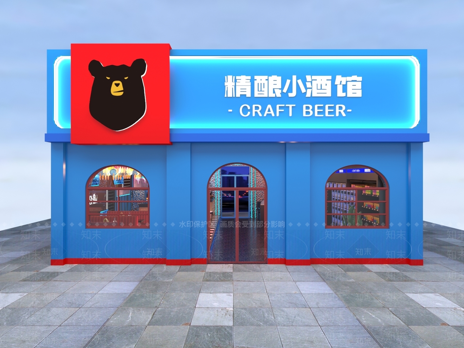 现代酒馆3D模型下载【ID:1115804389】