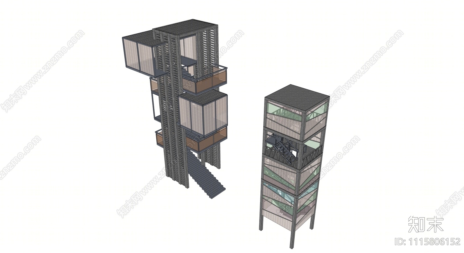 现代观光塔SU模型下载【ID:1115806152】