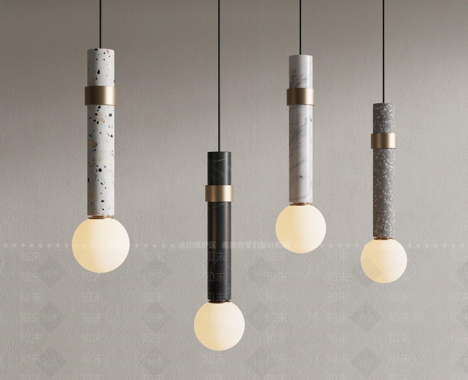 现代球形小吊灯SU模型下载【ID:1115807481】