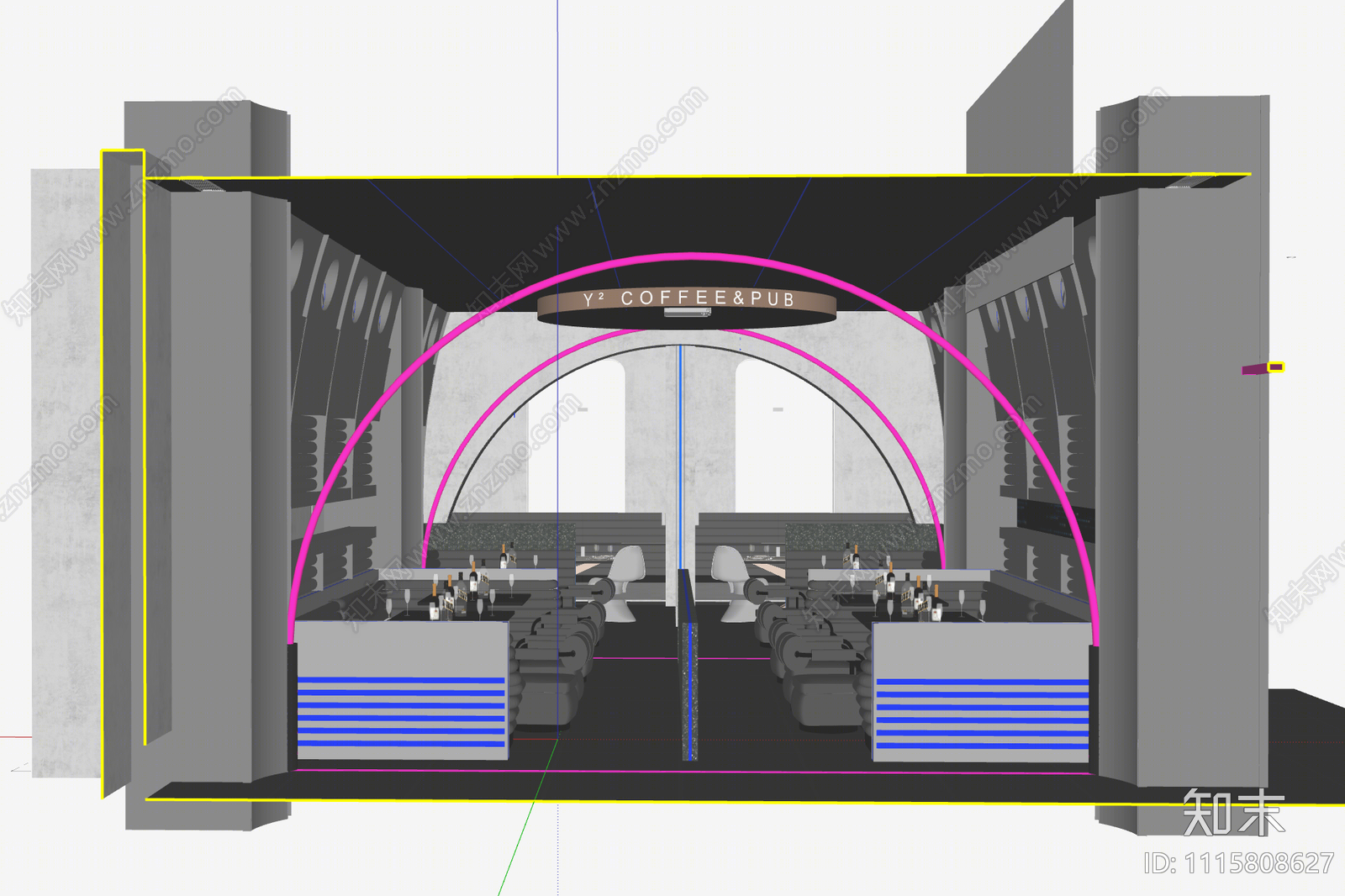 现代酒吧卡座SU模型下载【ID:1115808627】