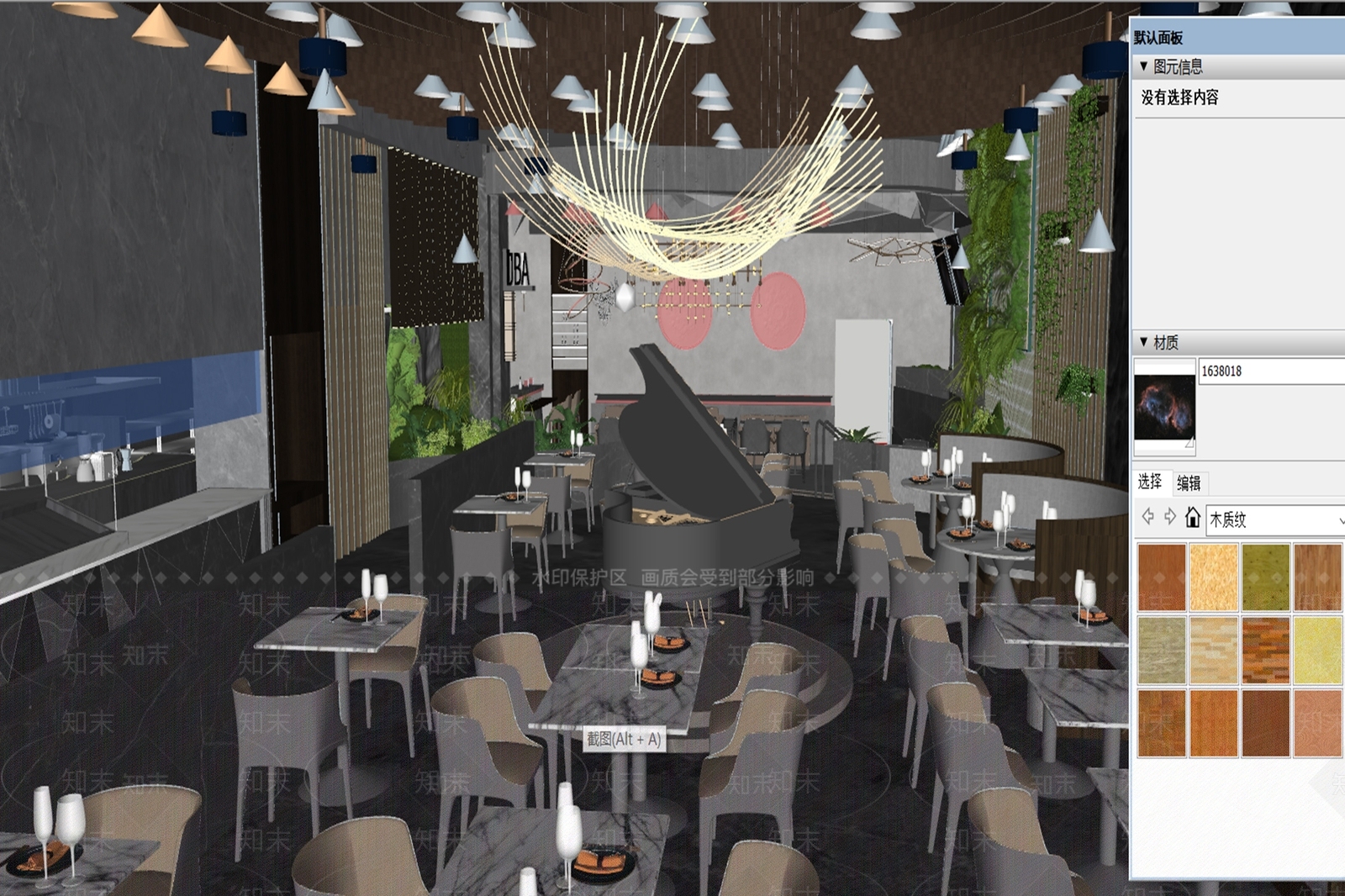现代暗黑风格星空主题西餐厅SU模型下载【ID:1115808932】