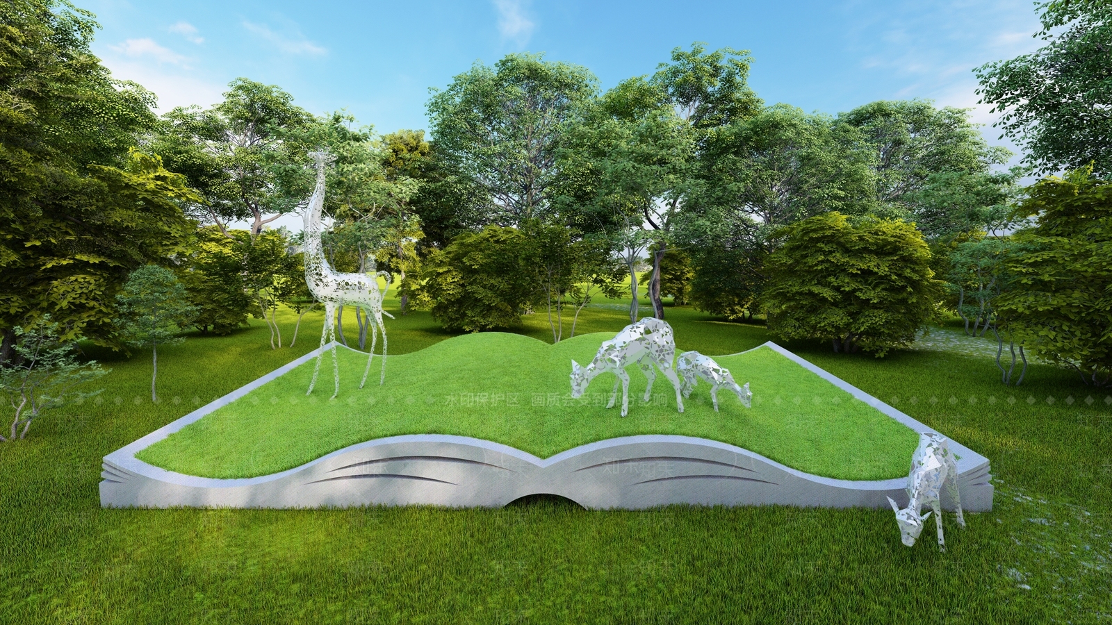 现代书本动物雕塑小品SU模型下载【ID:1115823960】