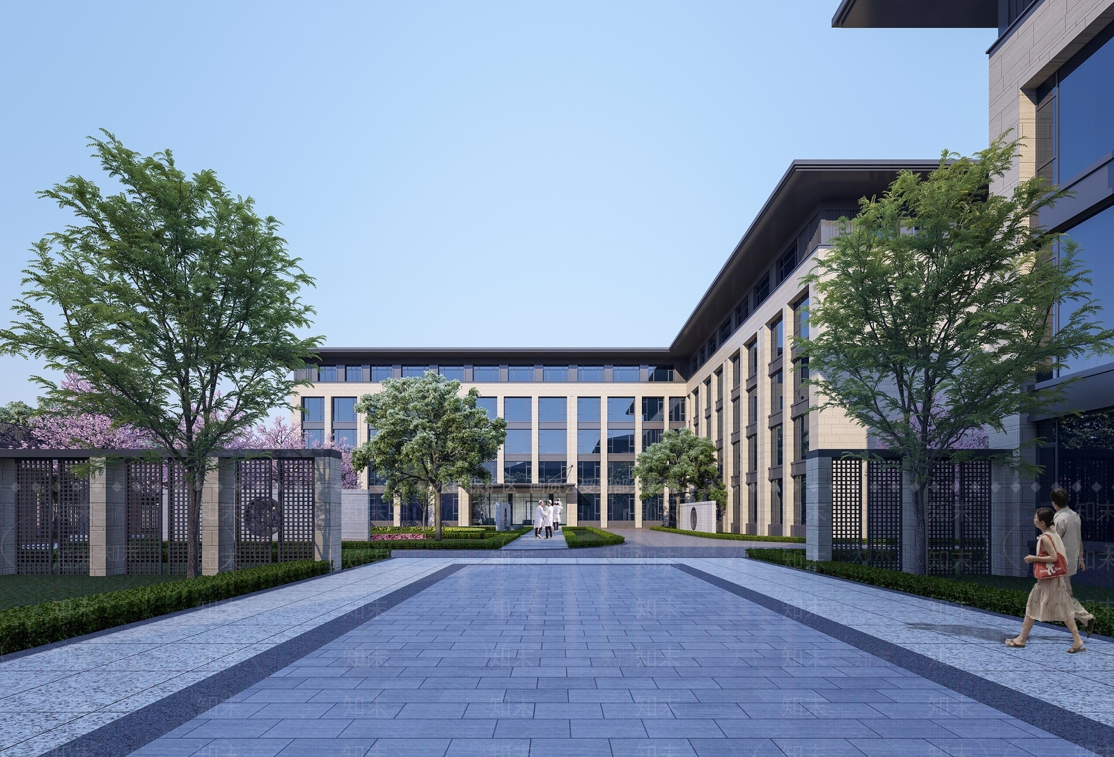 新中式养老院入口大门3D模型下载【ID:1115826186】