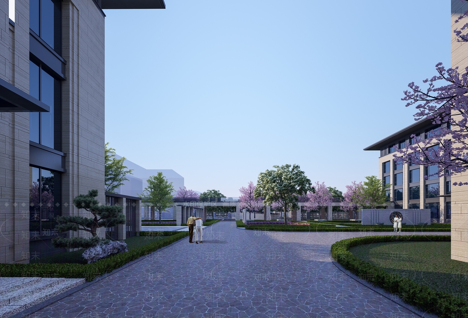新中式养老院入口大门3D模型下载【ID:1115826186】