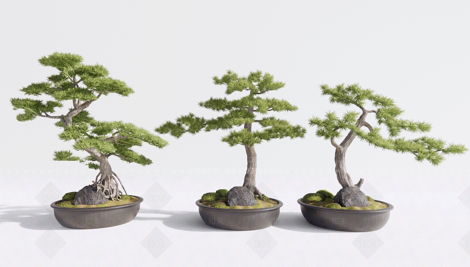 新中式松树盆栽SU模型下载【ID:1115827440】