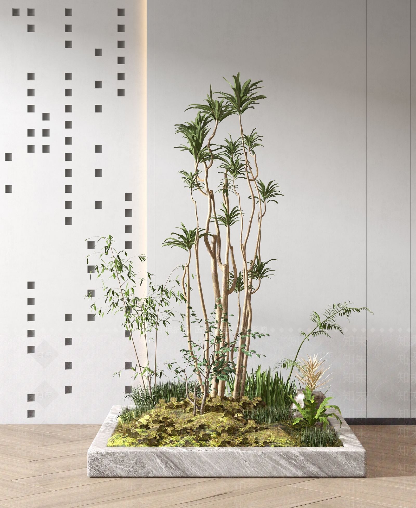 现代植物堆花圃3D模型下载【ID:1115827988】