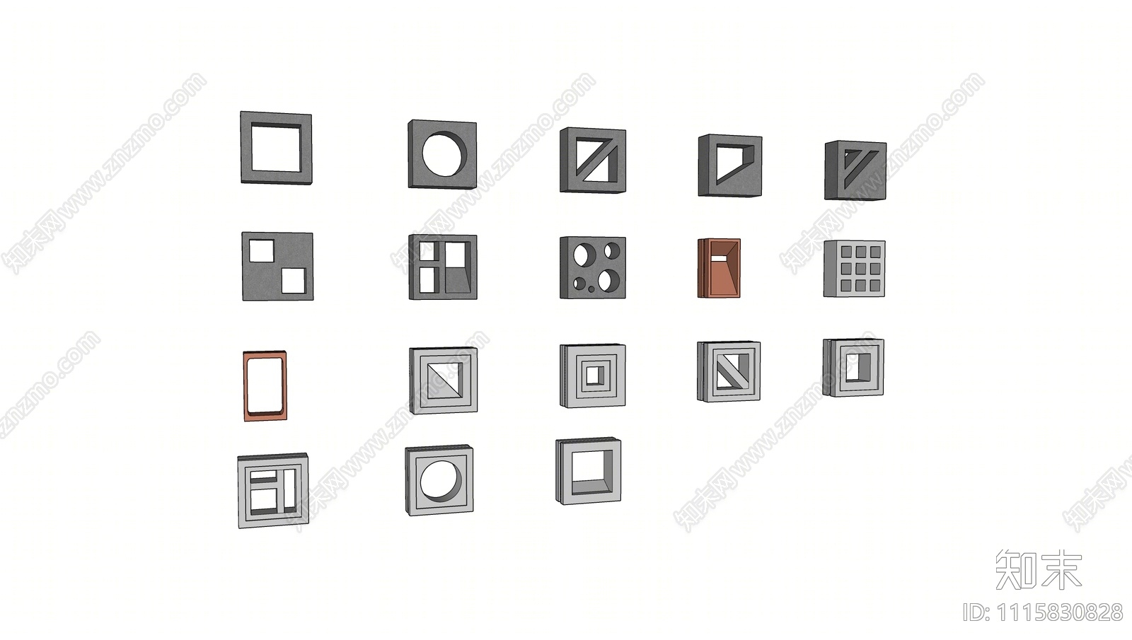 现代镂空砖SU模型下载【ID:1115830828】