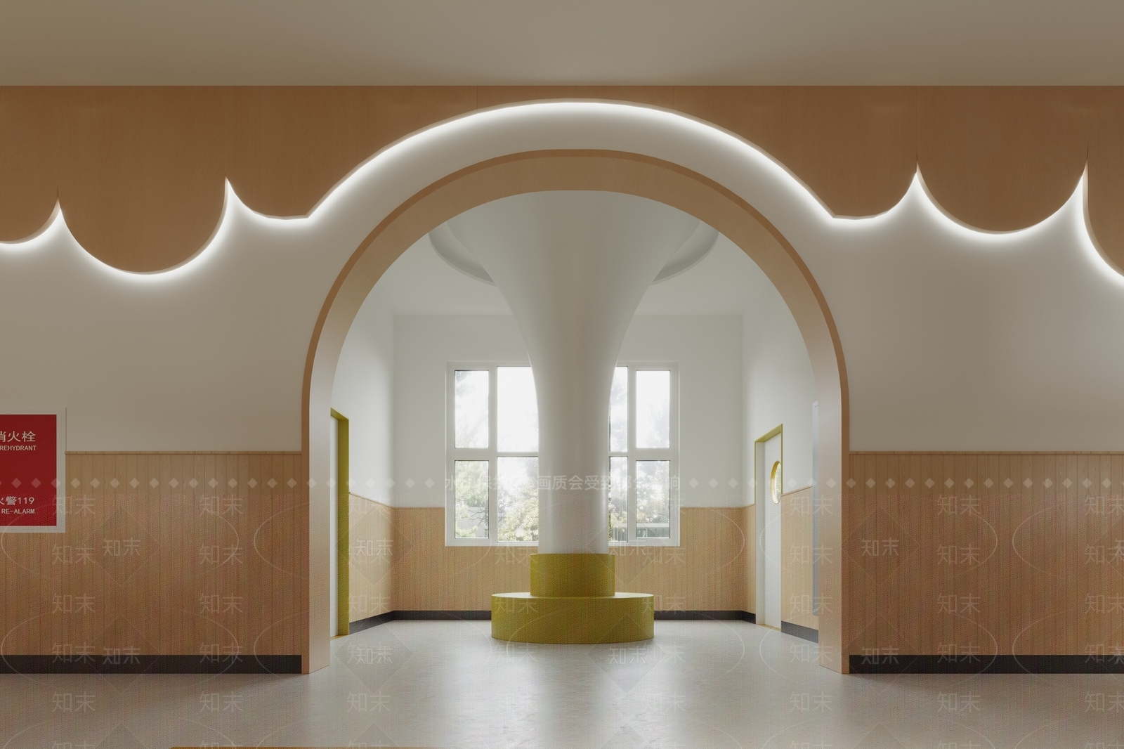 现代幼儿园过道3D模型下载【ID:1115831201】