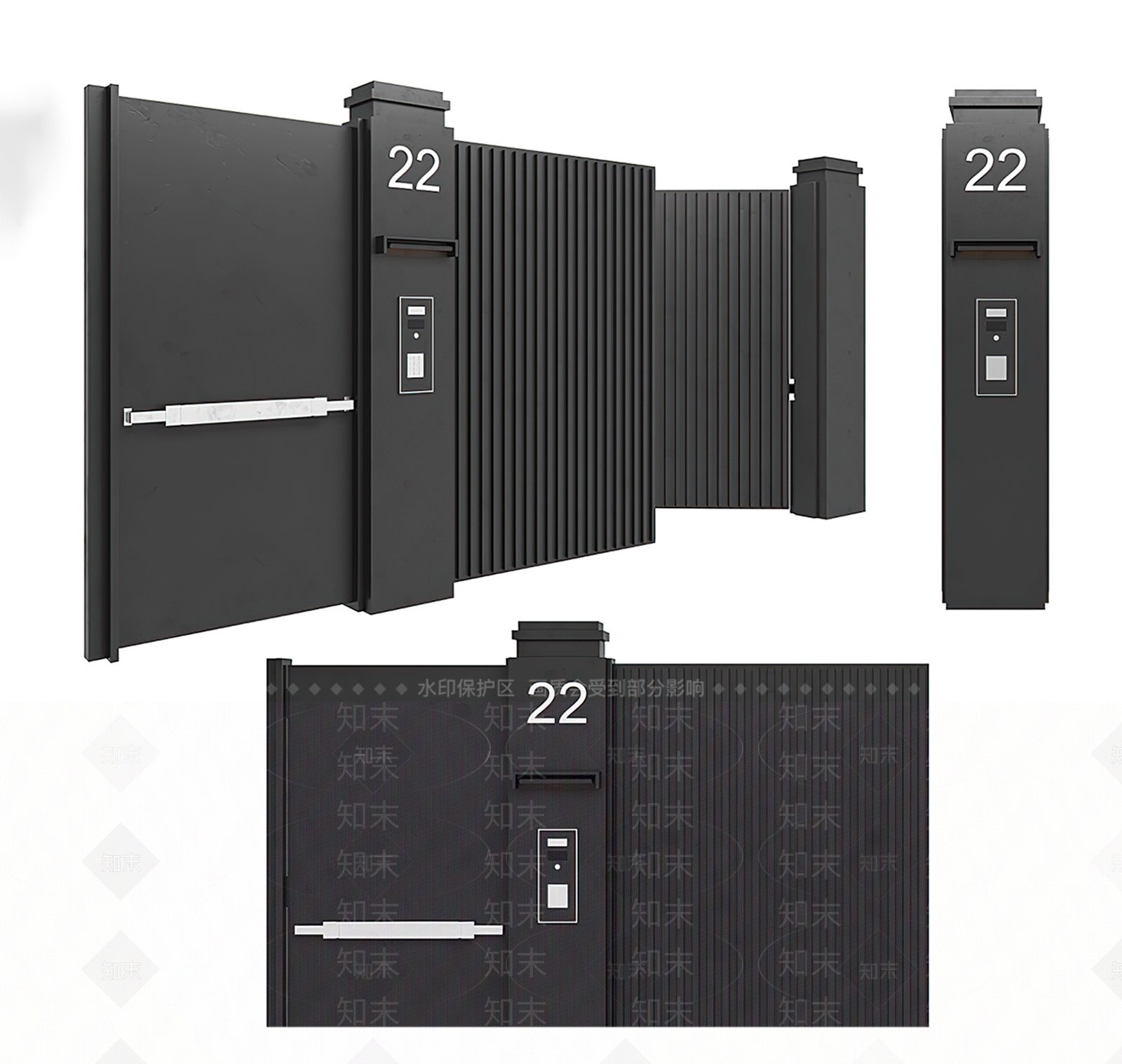 现代庭院大门SU模型下载【ID:1115833872】