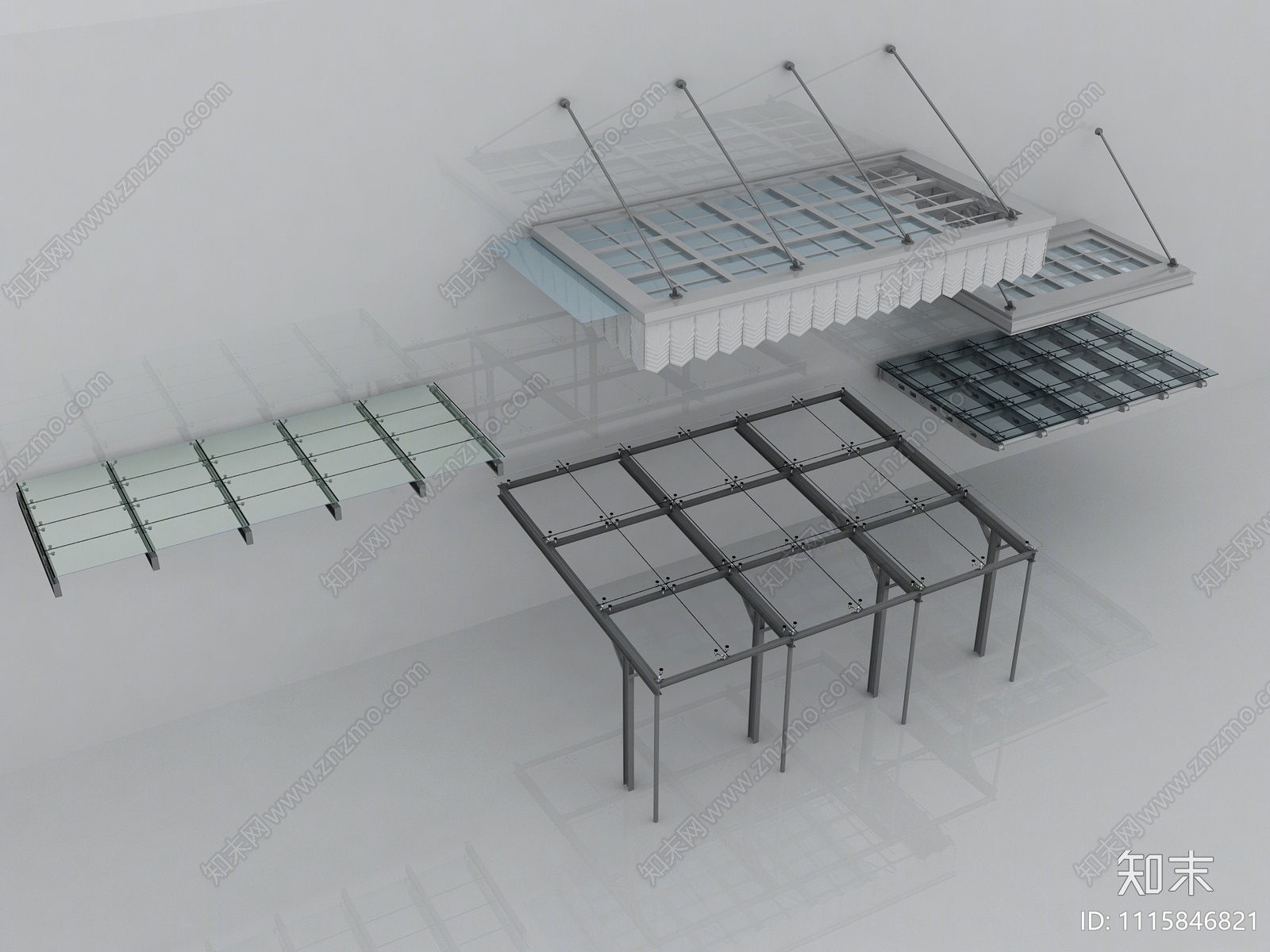 玻璃雨棚3D模型下载【ID:1115846821】