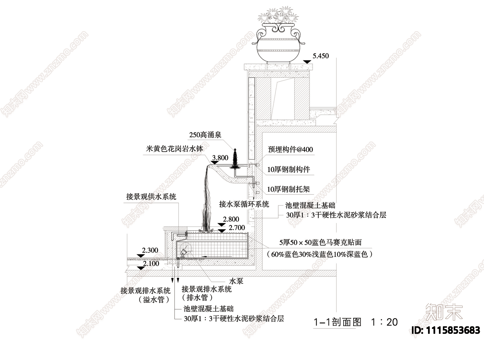 景墙CAD详图施工图下载【ID:1115853683】