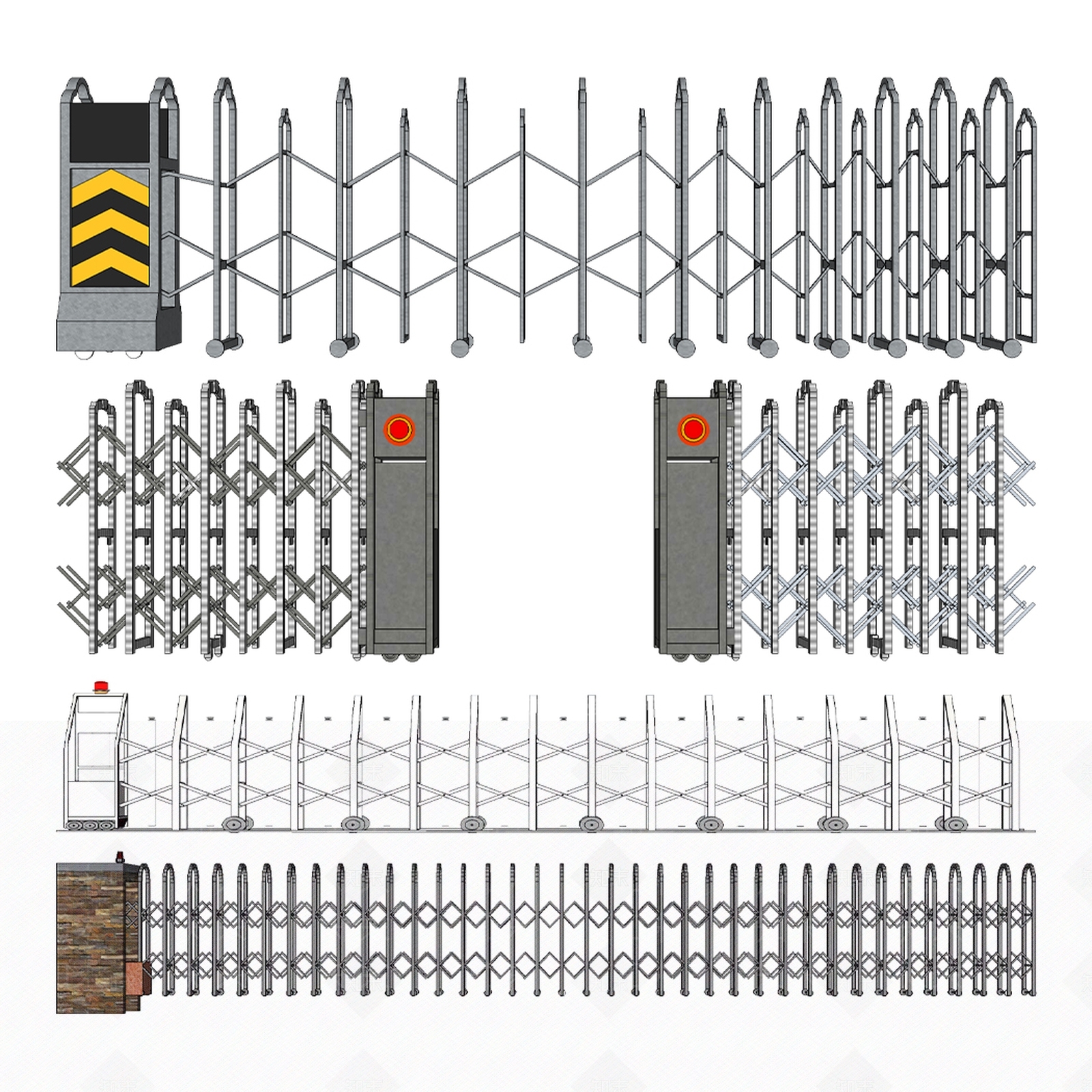 现代电动伸缩门SU模型下载【ID:1115855129】