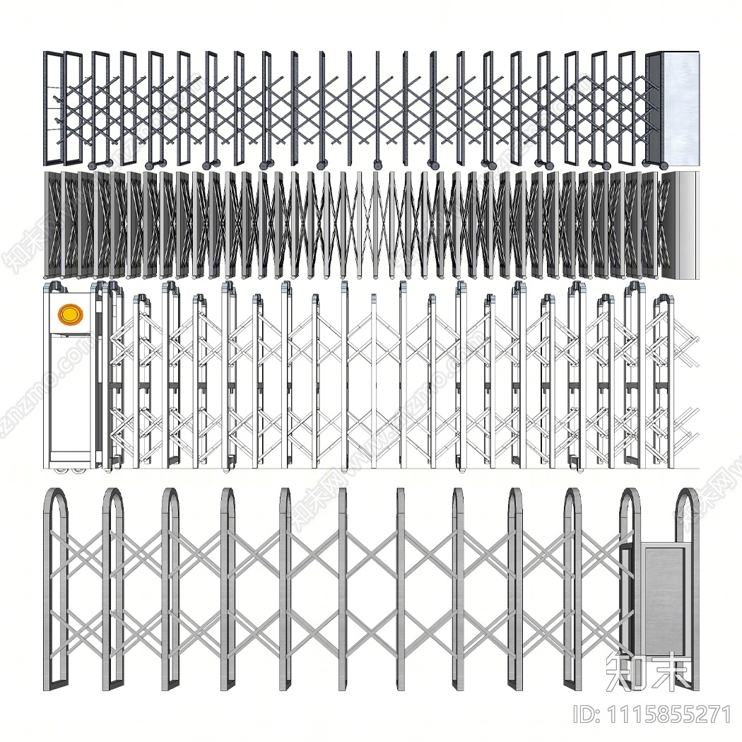现代电动伸缩门SU模型下载【ID:1115855271】