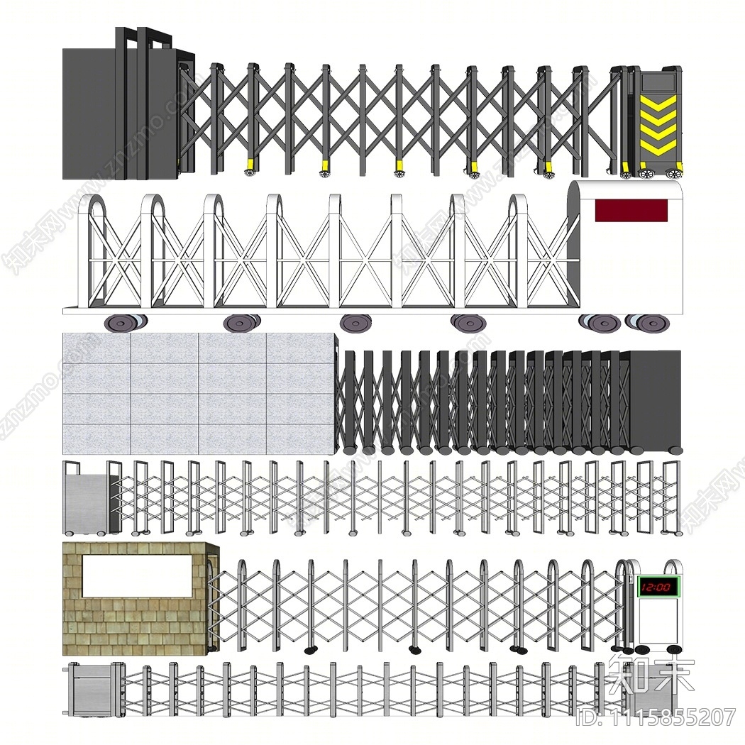 现代电动伸缩门SU模型下载【ID:1115855207】