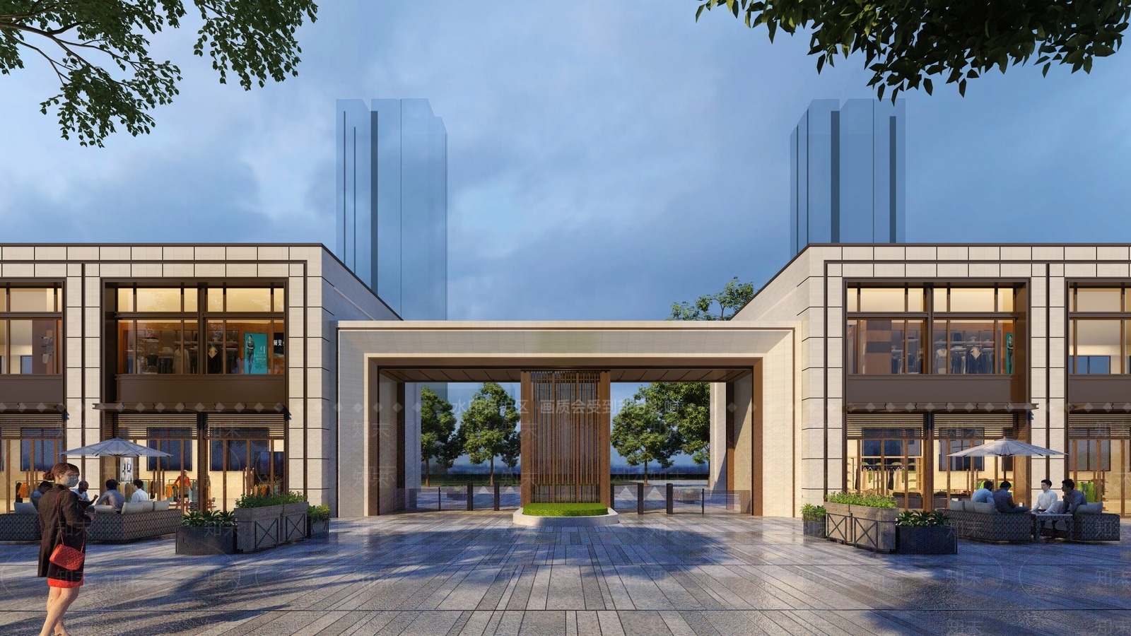 新中式小区入口大门3D模型下载【ID:1115871689】
