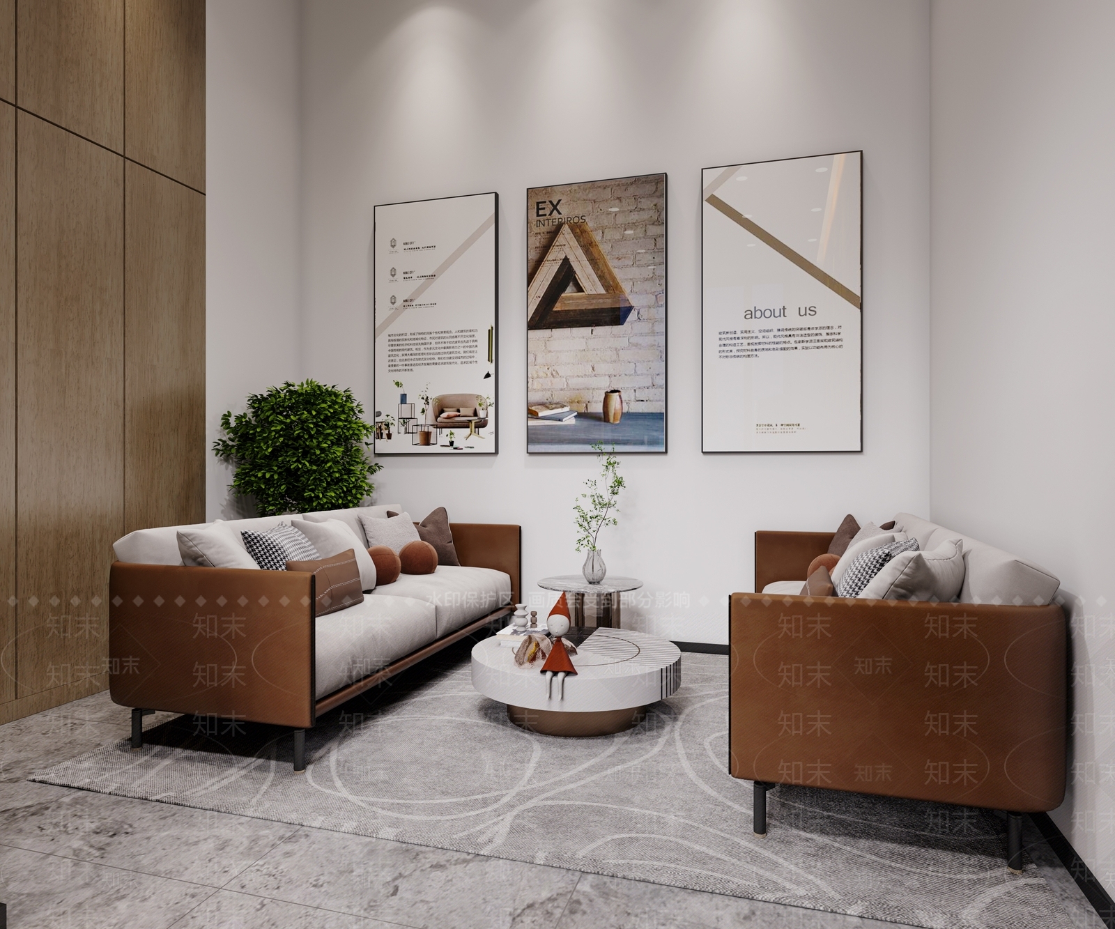 现代房地产公司前台接待区3D模型下载【ID:1115943273】