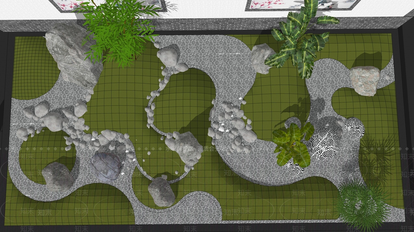日式枯山水微地形SU模型下载【ID:1115872736】