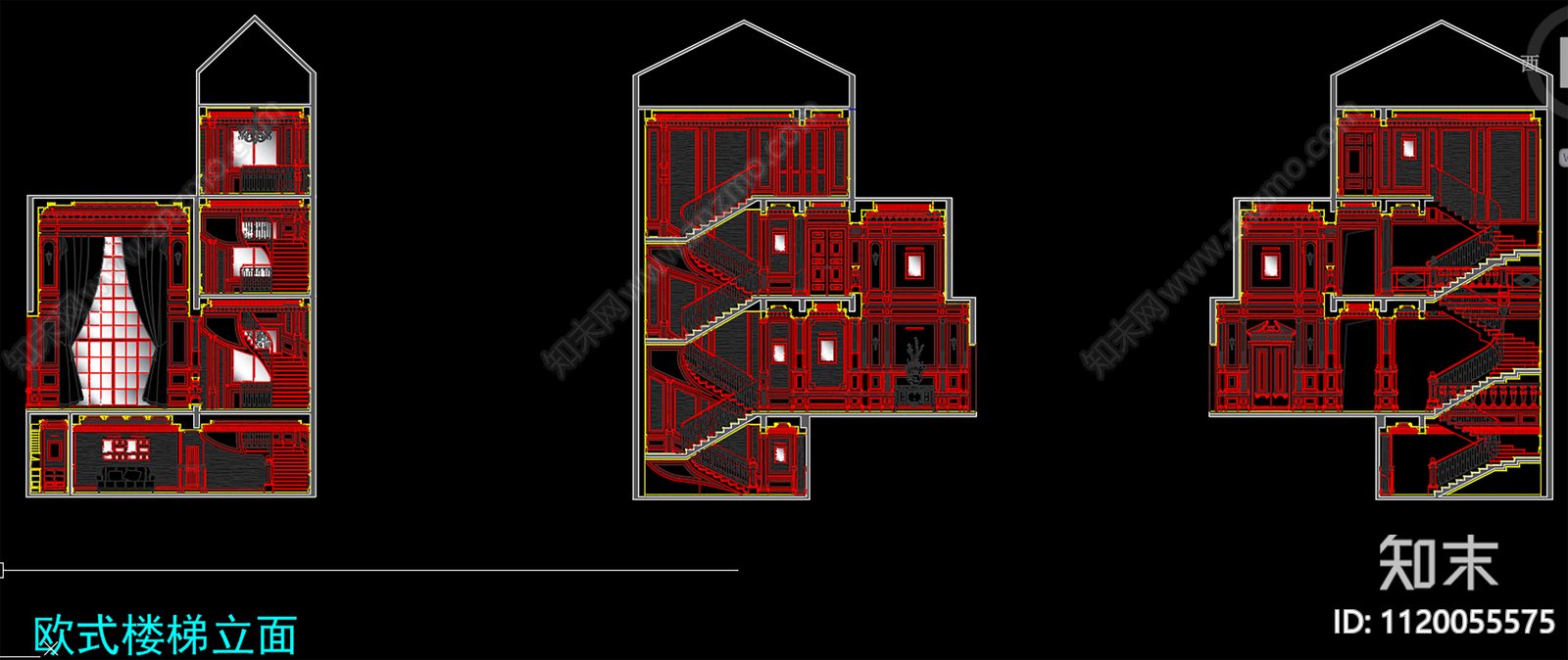 欧式旋转楼梯施工图cad施工图下载【ID:1120055575】