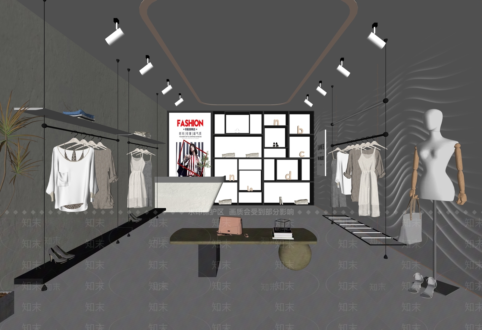 现代服装店SU模型下载【ID:1115875581】