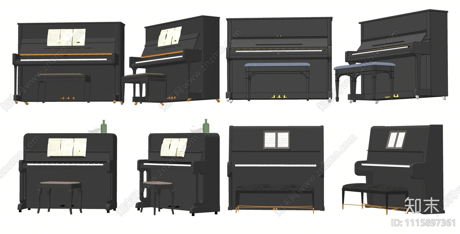 现代钢琴SU模型下载【ID:1115897361】