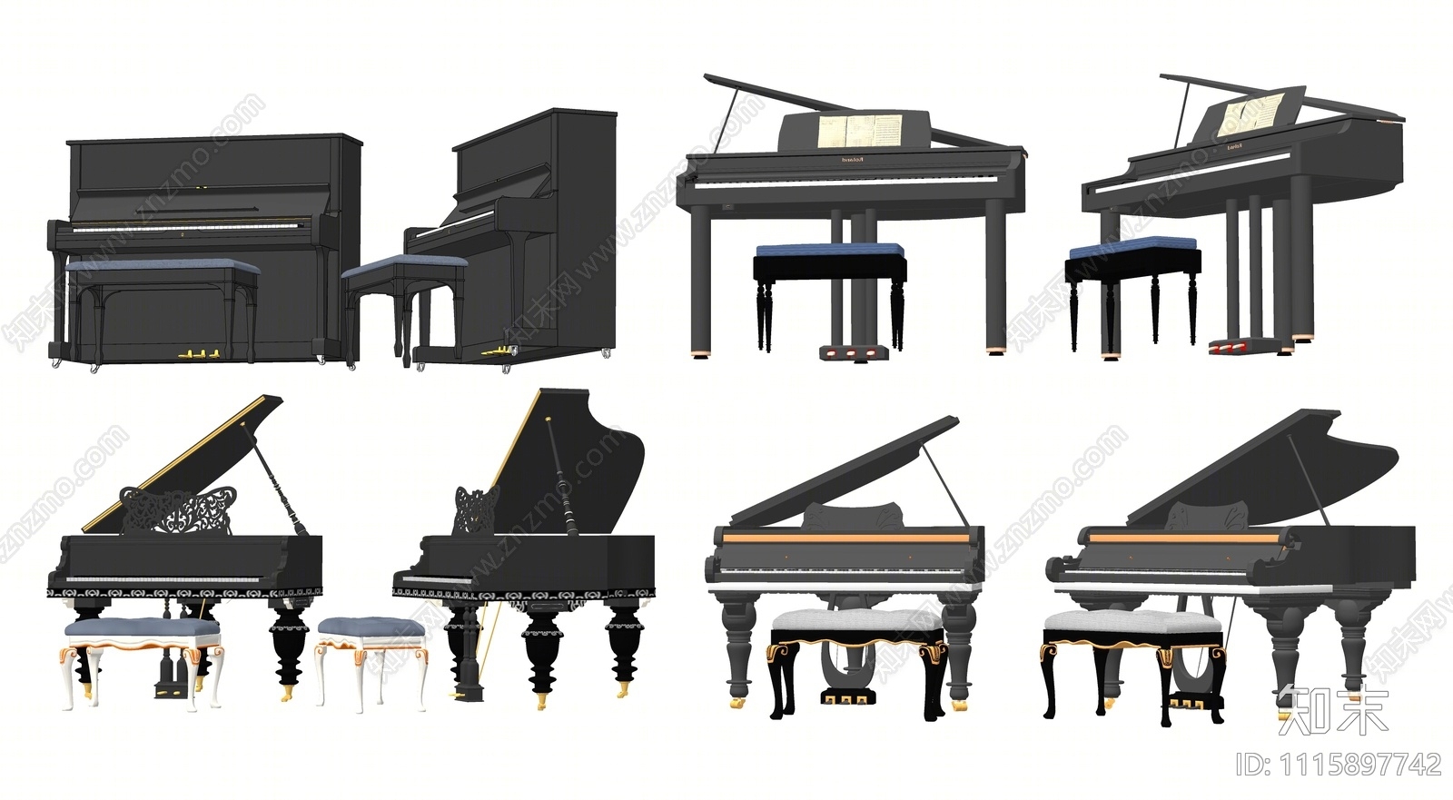 现代钢琴SU模型下载【ID:1115897742】