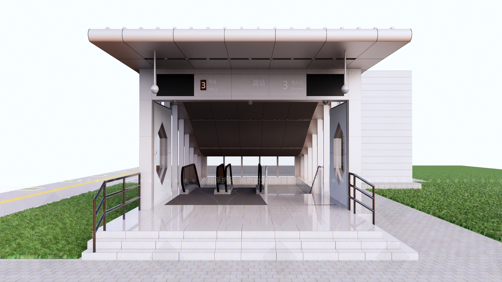 现代地铁站出入口SU模型下载【ID:1115899106】