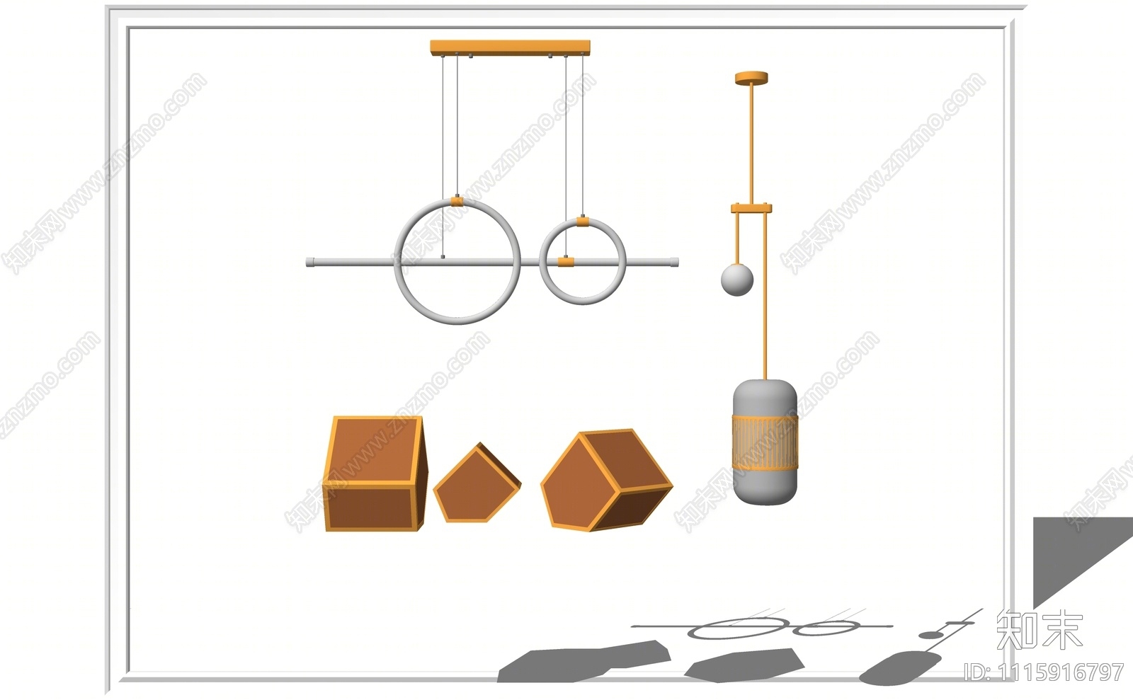 现代吊灯SU模型下载【ID:1115916797】