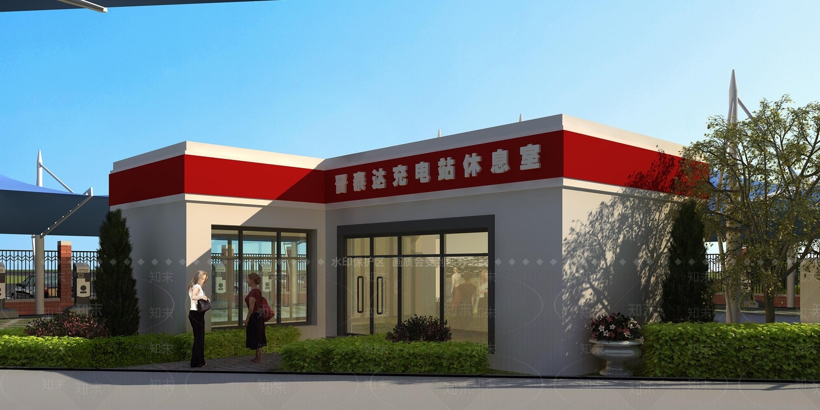 现代充电站停车场3D模型下载【ID:1115921863】