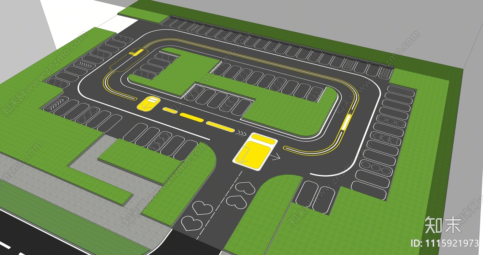 现代艺术停车场SU模型下载【ID:1115921973】