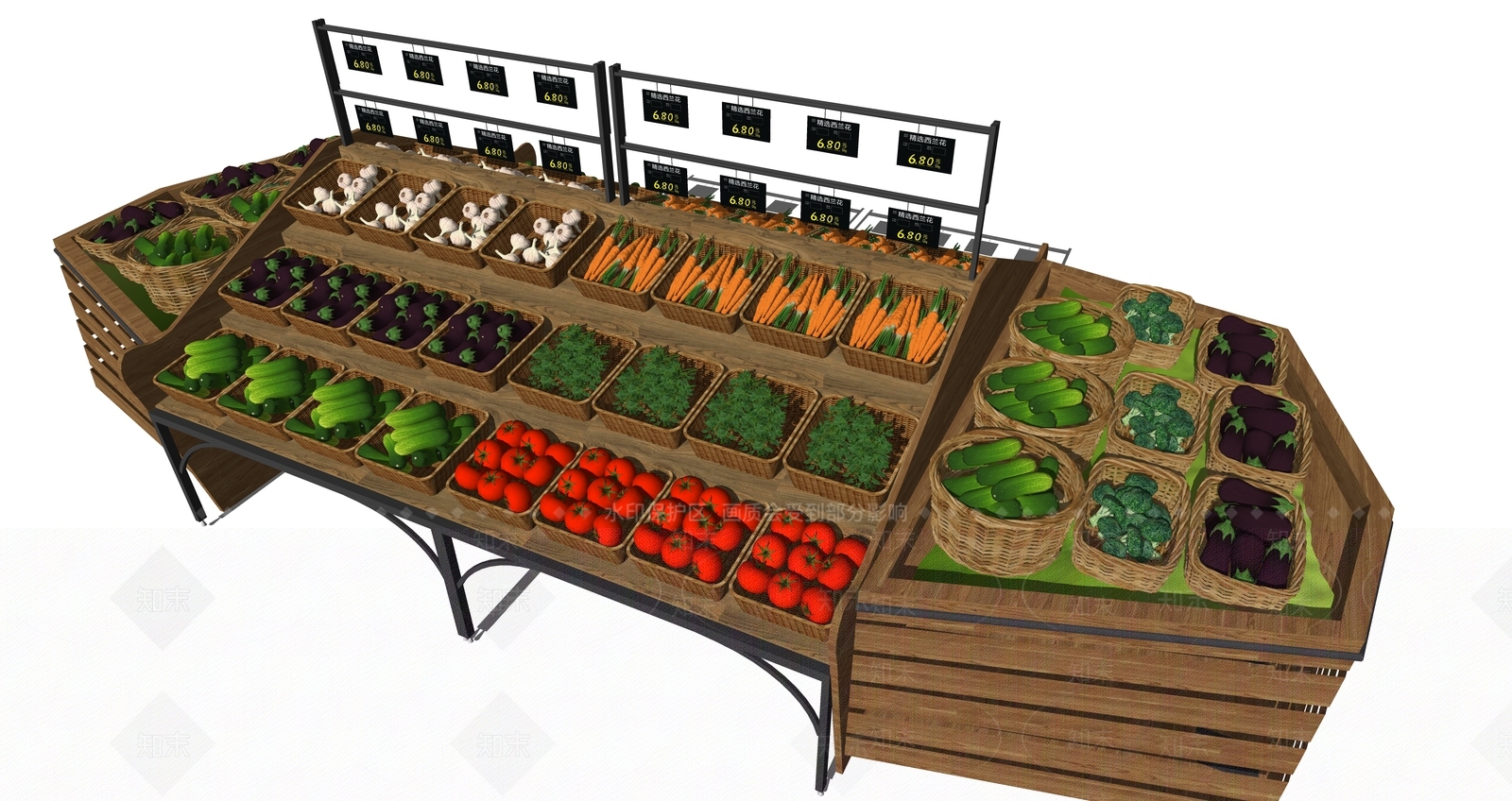 现代蔬果蔬菜货架SU模型下载【ID:1115930866】