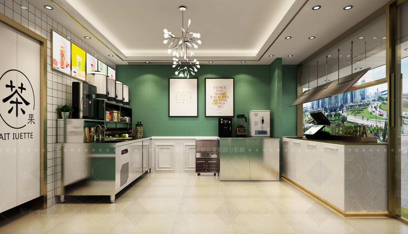 现代奶茶店3D模型下载【ID:1115931656】