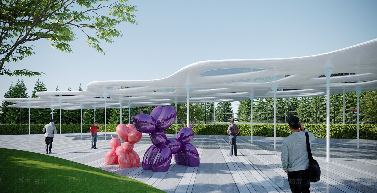 现代廊架3D模型下载【ID:1115945343】
