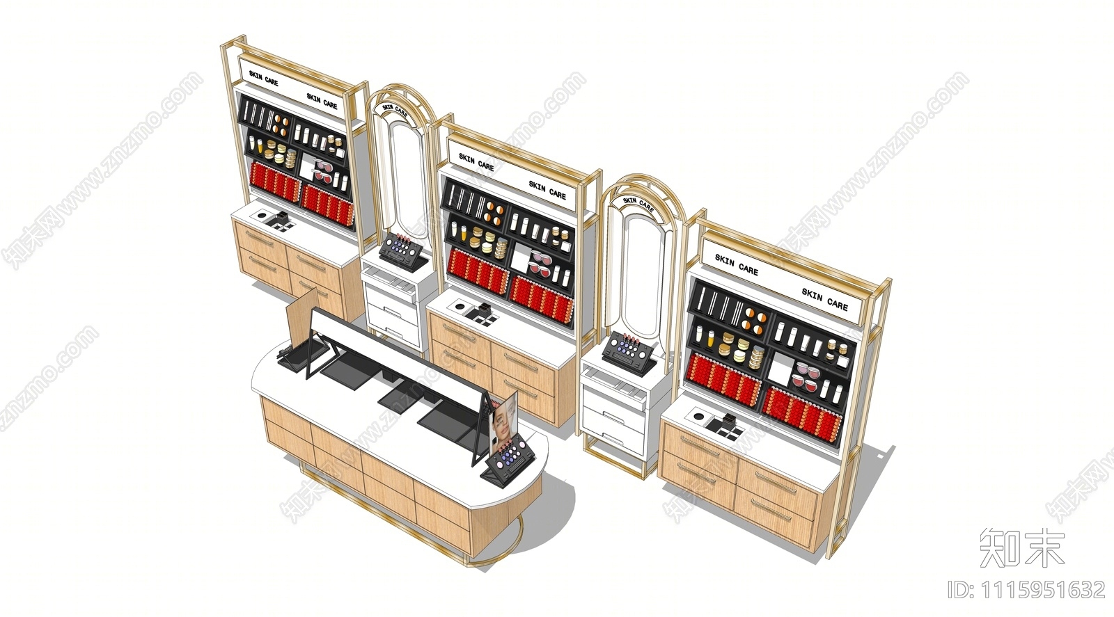 现代化妆品展台SU模型下载【ID:1115951632】