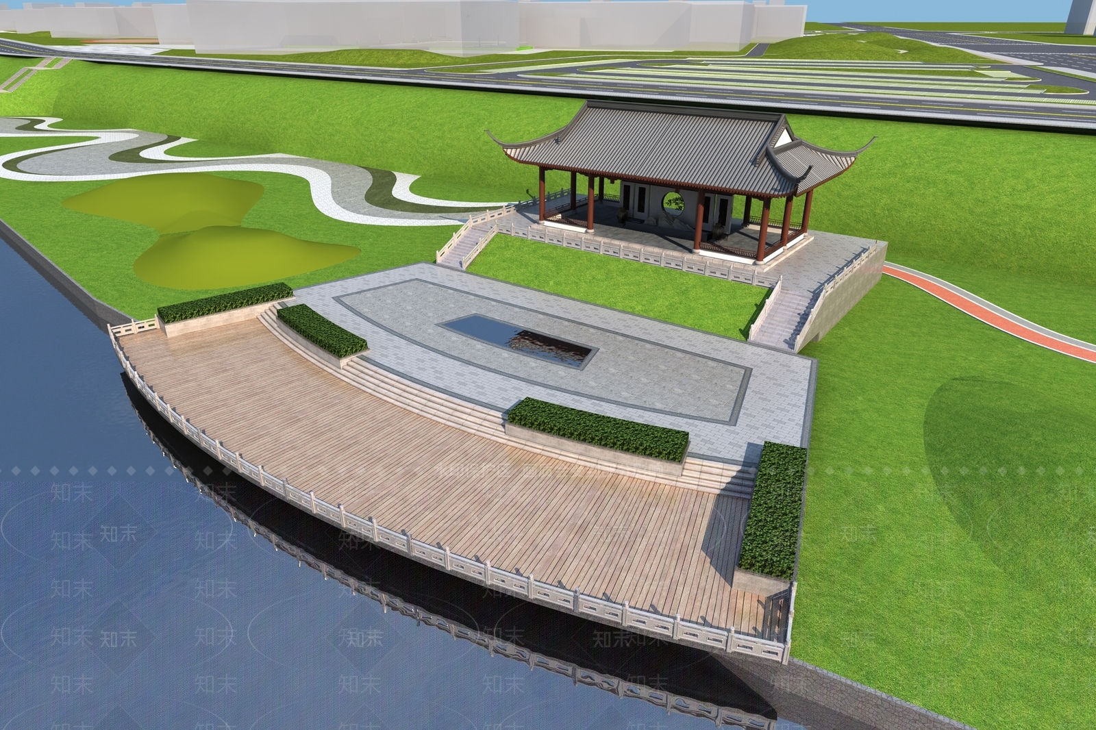 中式景观公园凉亭3D模型下载【ID:1115956077】