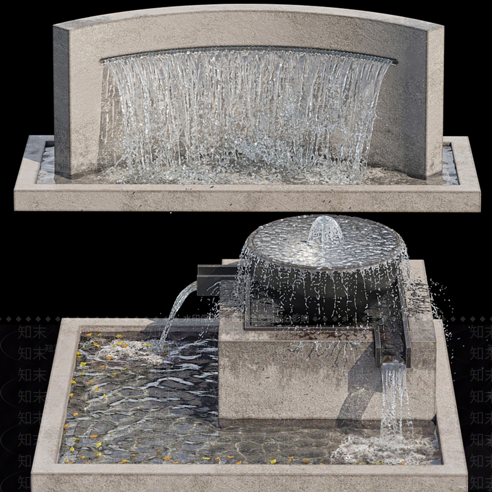 现代景观喷水池3D模型下载【ID:1116445461】