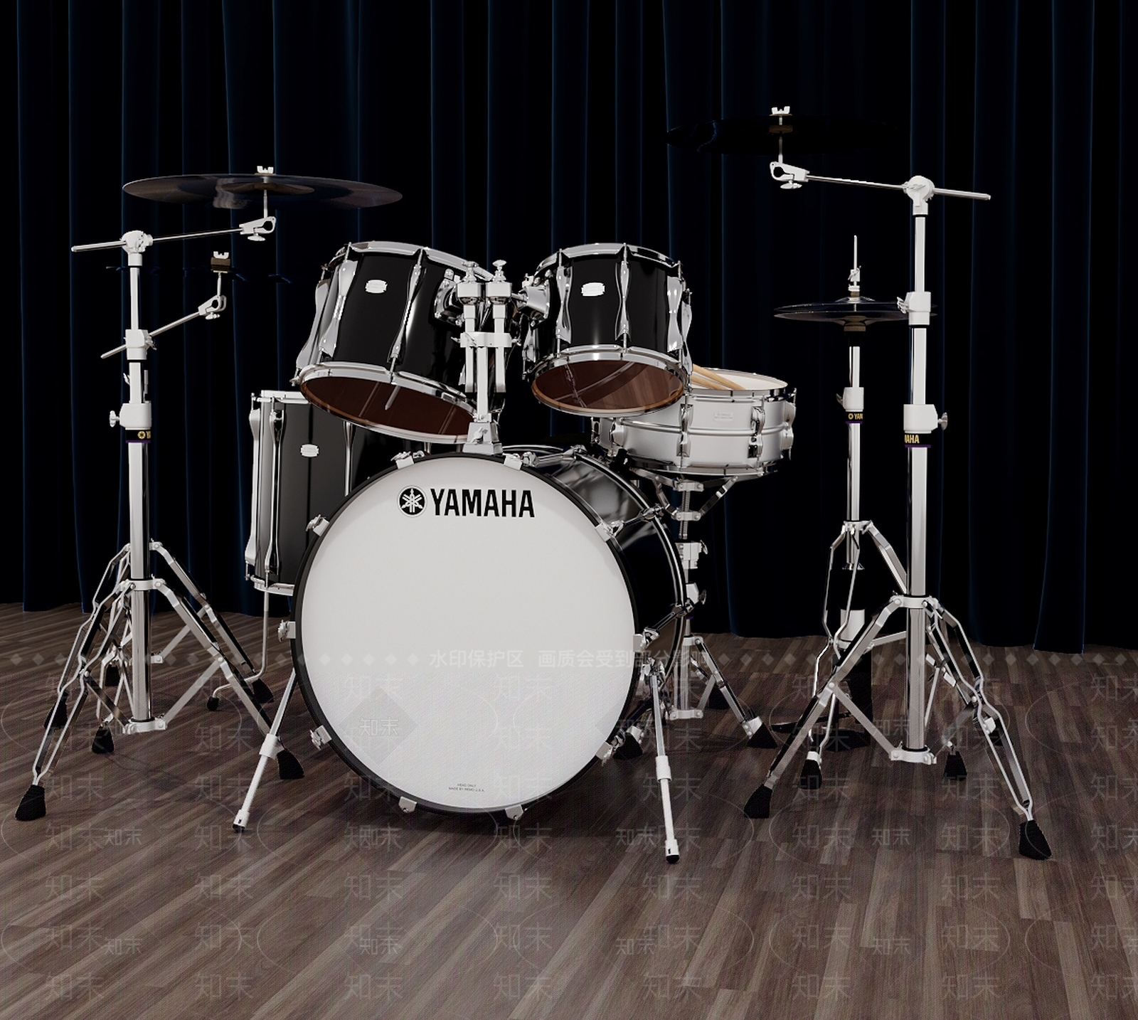 现代YAMAHA架子鼓3D模型下载【ID:1115967939】