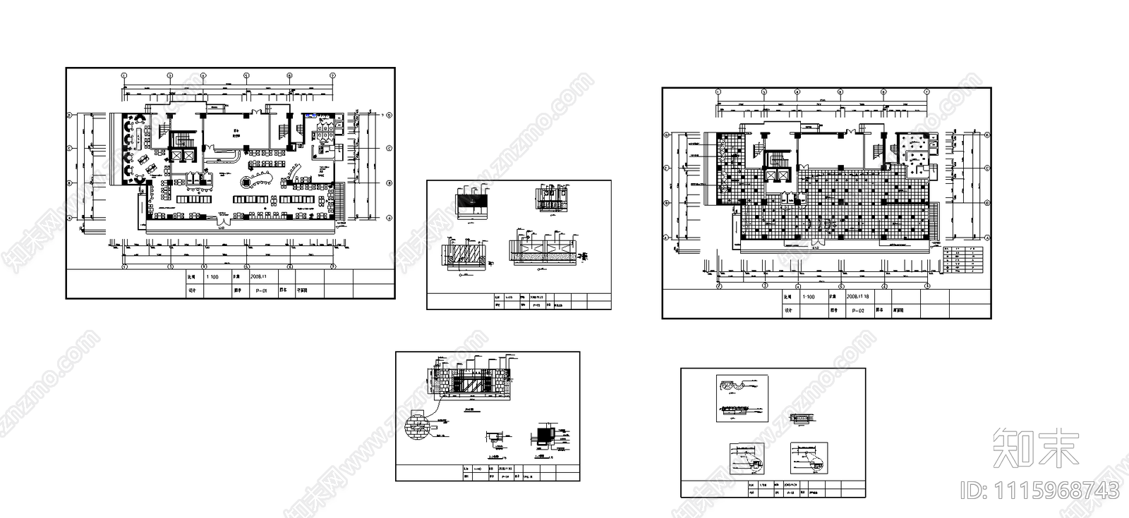 餐饮空间设计cad施工图下载【ID:1115968743】